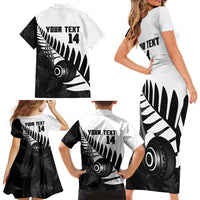 New Zealand Lawn Bowls Custom Family Matching Short Sleeve Bodycon Dress and Hawaiian Shirt Aotearoa Silver Fern LT14 - Polynesian Pride