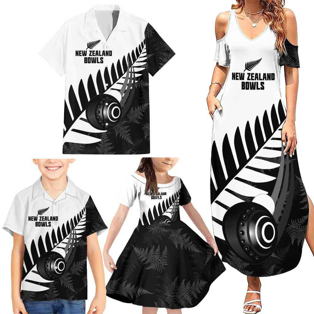 New Zealand Lawn Bowls Custom Family Matching Summer Maxi Dress and Hawaiian Shirt Aotearoa Silver Fern - Polynesian Pride