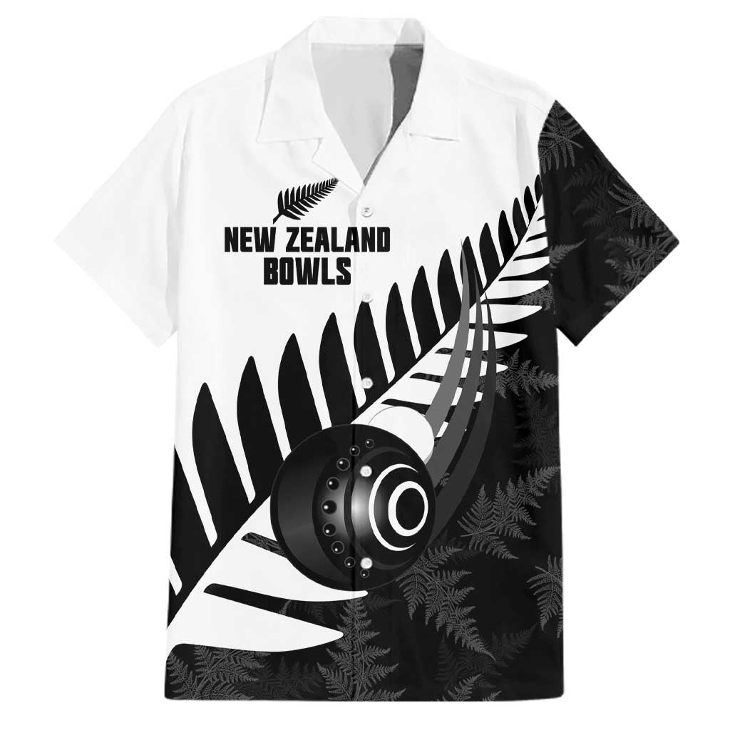 New Zealand Lawn Bowls Custom Family Matching Summer Maxi Dress and Hawaiian Shirt Aotearoa Silver Fern LT14 Dad's Shirt - Short Sleeve Black - Polynesian Pride