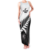New Zealand Lawn Bowls Custom Family Matching Tank Maxi Dress and Hawaiian Shirt Aotearoa Silver Fern LT14 Mom's Dress Black - Polynesian Pride