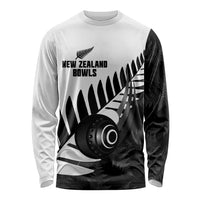 New Zealand Lawn Bowls Custom Long Sleeve Shirt Aotearoa Silver Fern LT14 Unisex Black - Polynesian Pride