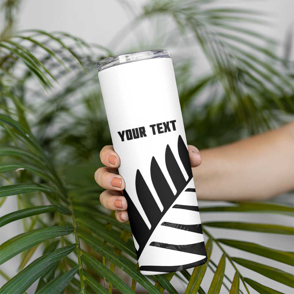 New Zealand Lawn Bowls Custom Skinny Tumbler Aotearoa Silver Fern LT14 - Polynesian Pride
