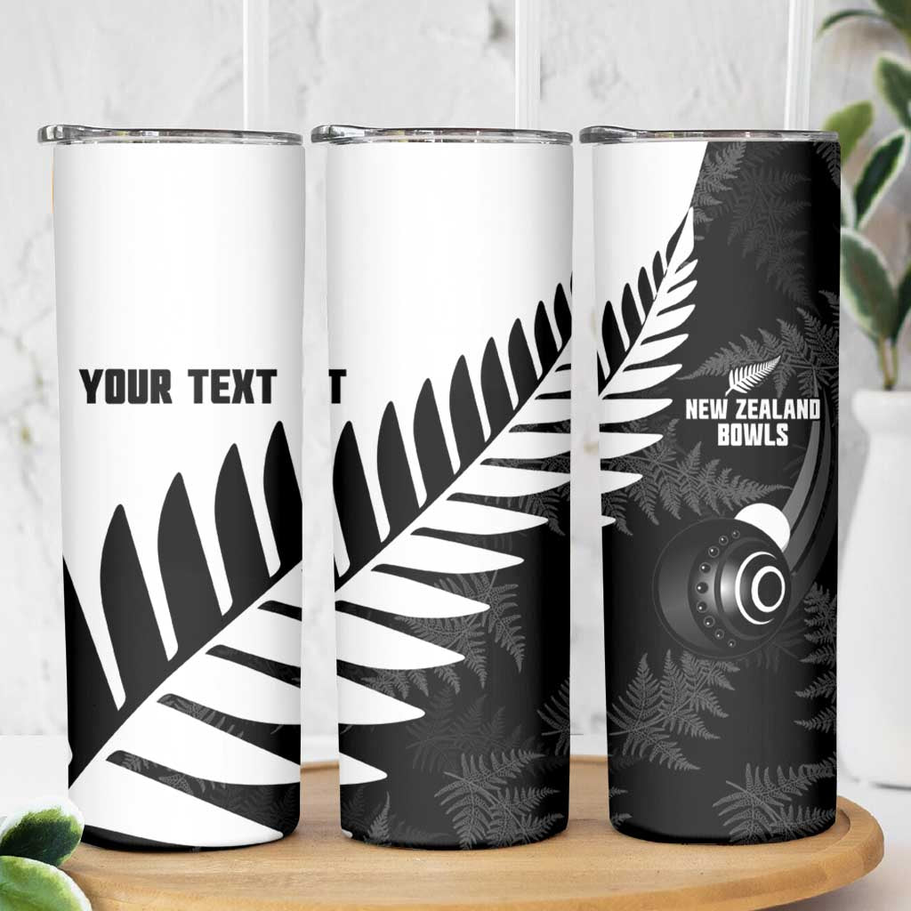 New Zealand Lawn Bowls Custom Skinny Tumbler Aotearoa Silver Fern LT14 - Polynesian Pride