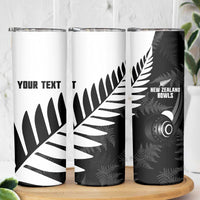 New Zealand Lawn Bowls Custom Skinny Tumbler Aotearoa Silver Fern LT14 - Polynesian Pride