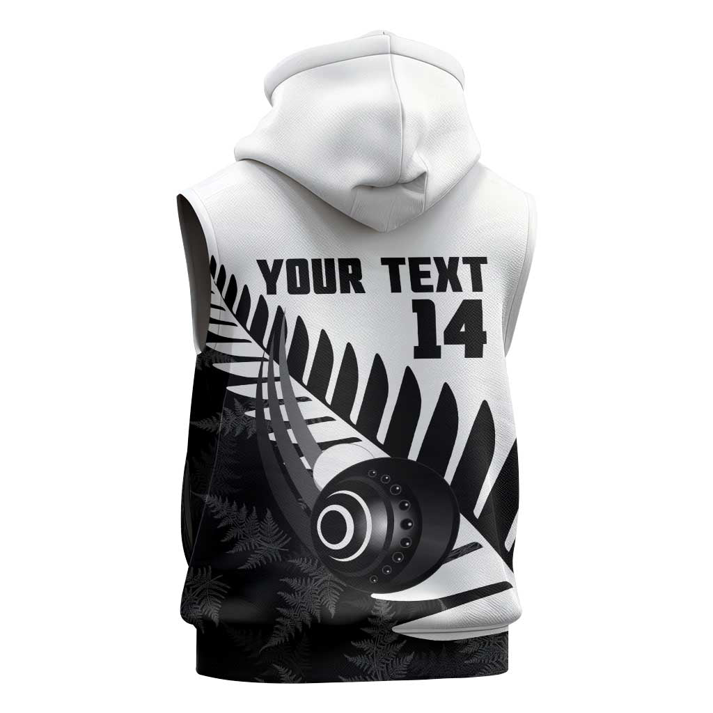 New Zealand Lawn Bowls Custom Sleeveless Zip Hoodie Aotearoa Silver Fern LT14 - Polynesian Pride