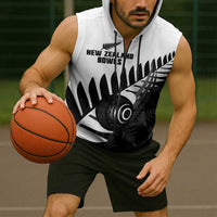 New Zealand Lawn Bowls Custom Sleeveless Zip Hoodie Aotearoa Silver Fern LT14 - Polynesian Pride