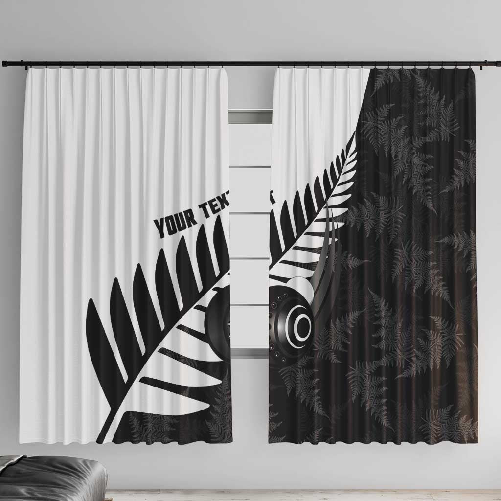 New Zealand Lawn Bowls Custom Window Curtain Aotearoa Silver Fern LT14 With Hooks Black - Polynesian Pride