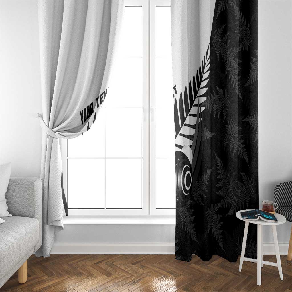 New Zealand Lawn Bowls Custom Window Curtain Aotearoa Silver Fern LT14 - Polynesian Pride