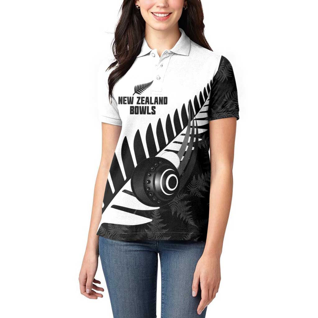 New Zealand Lawn Bowls Custom Women Polo Shirt Aotearoa Silver Fern LT14 - Polynesian Pride