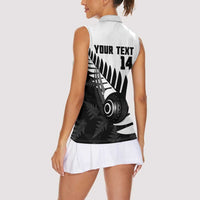 New Zealand Lawn Bowls Custom Women Sleeveless Polo Shirt Aotearoa Silver Fern LT14 - Polynesian Pride