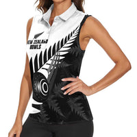 New Zealand Lawn Bowls Custom Women Sleeveless Polo Shirt Aotearoa Silver Fern LT14 - Polynesian Pride
