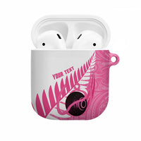 New Zealand Lawn Bowls Breast Cancer Custom AirPods Case Aotearoa Maori Silver Fern Pink Ribbon LT14 Pink - Polynesian Pride