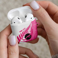 New Zealand Lawn Bowls Breast Cancer Custom AirPods Case Aotearoa Maori Silver Fern Pink Ribbon LT14 - Polynesian Pride