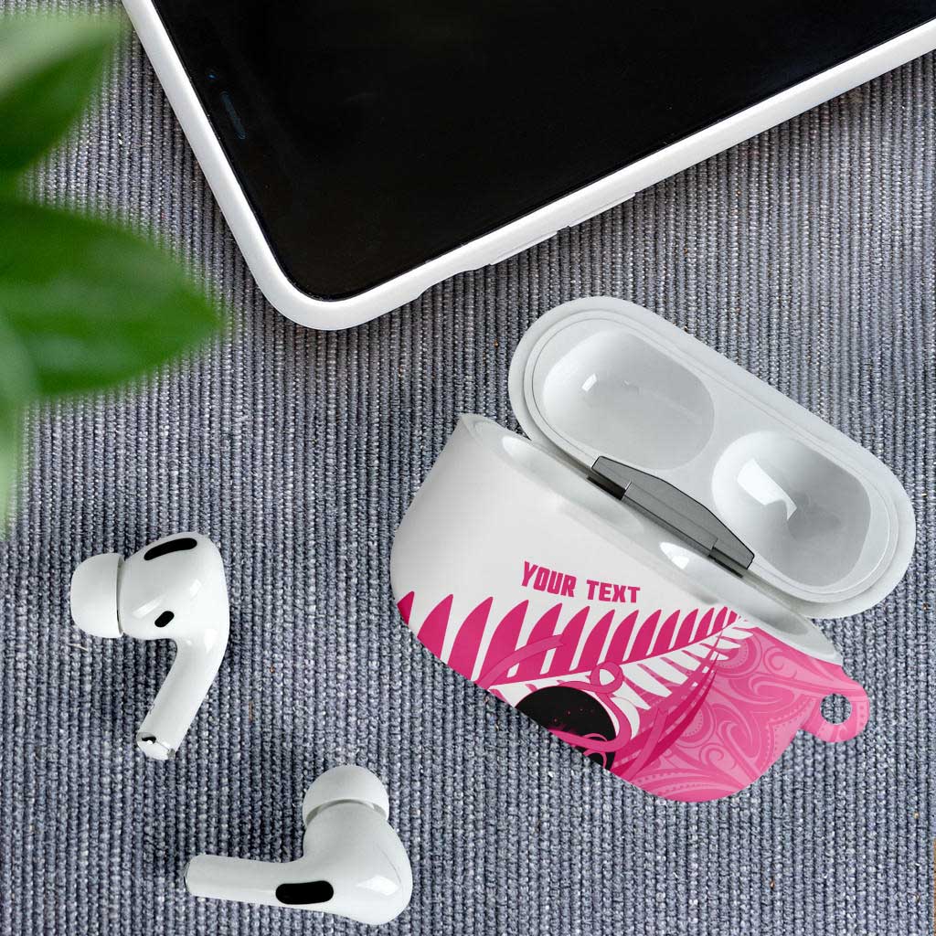 New Zealand Lawn Bowls Breast Cancer Custom AirPods Case Aotearoa Maori Silver Fern Pink Ribbon LT14 - Polynesian Pride