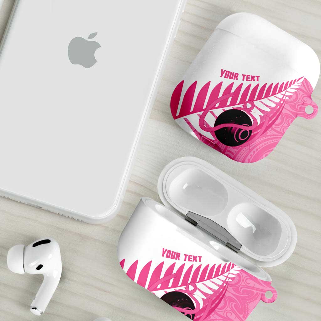 New Zealand Lawn Bowls Breast Cancer Custom AirPods Case Aotearoa Maori Silver Fern Pink Ribbon LT14 - Polynesian Pride