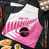 New Zealand Lawn Bowls Breast Cancer Custom Apron Aotearoa Maori Silver Fern Pink Ribbon LT14 Pink - Polynesian Pride