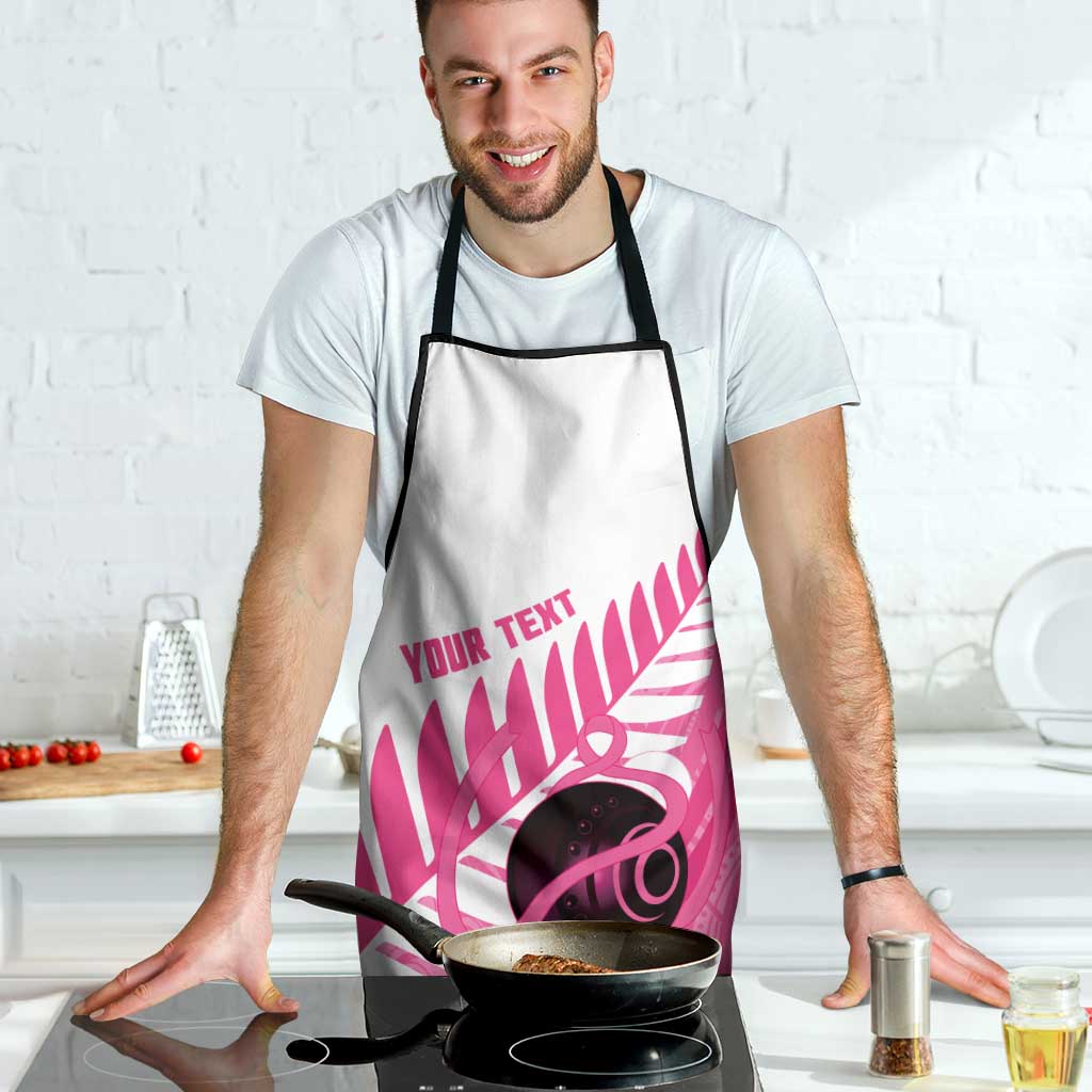 New Zealand Lawn Bowls Breast Cancer Custom Apron Aotearoa Maori Silver Fern Pink Ribbon LT14 - Polynesian Pride