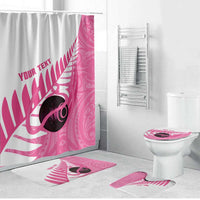 New Zealand Lawn Bowls Breast Cancer Custom Bathroom Set Aotearoa Maori Silver Fern Pink Ribbon LT14 Bathroom Set (4 pcs) Pink - Polynesian Pride