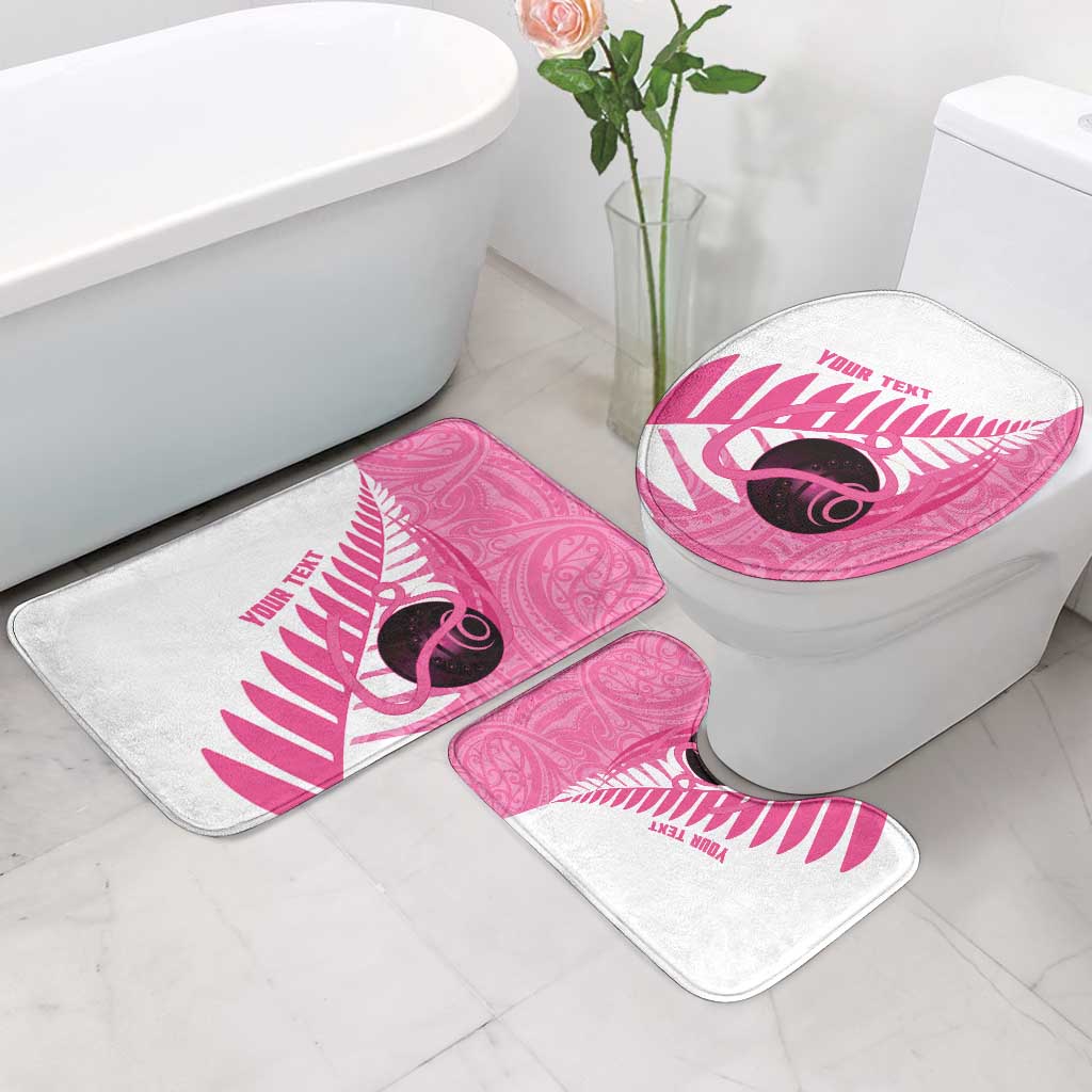 New Zealand Lawn Bowls Breast Cancer Custom Bathroom Set Aotearoa Maori Silver Fern Pink Ribbon LT14 - Polynesian Pride