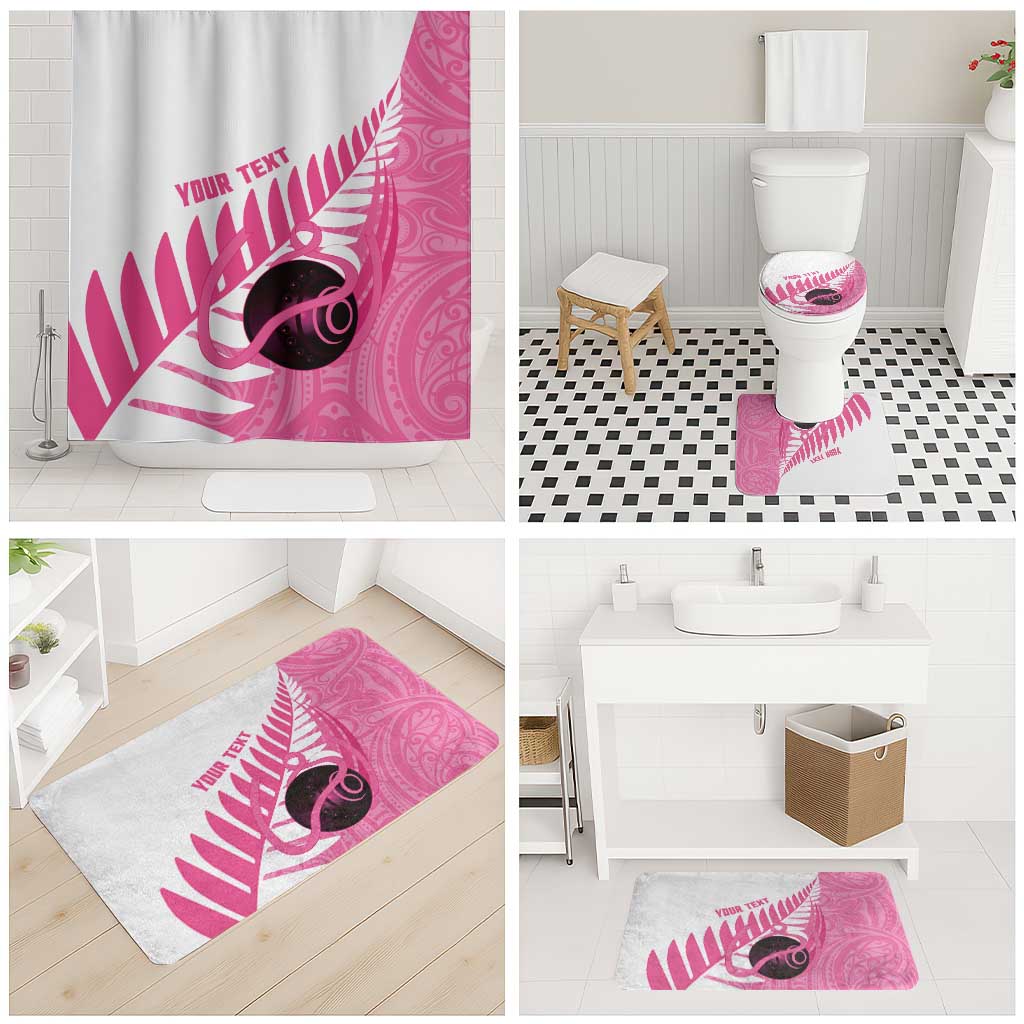 New Zealand Lawn Bowls Breast Cancer Custom Bathroom Set Aotearoa Maori Silver Fern Pink Ribbon LT14 - Polynesian Pride