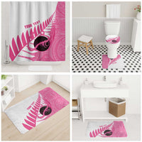 New Zealand Lawn Bowls Breast Cancer Custom Bathroom Set Aotearoa Maori Silver Fern Pink Ribbon LT14 - Polynesian Pride
