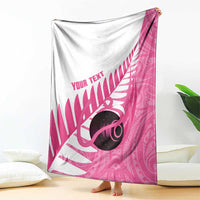 New Zealand Lawn Bowls Breast Cancer Custom Blanket Aotearoa Maori Silver Fern Pink Ribbon LT14 - Polynesian Pride