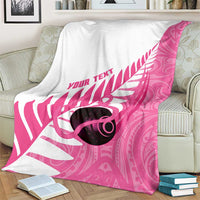 New Zealand Lawn Bowls Breast Cancer Custom Blanket Aotearoa Maori Silver Fern Pink Ribbon LT14 - Polynesian Pride