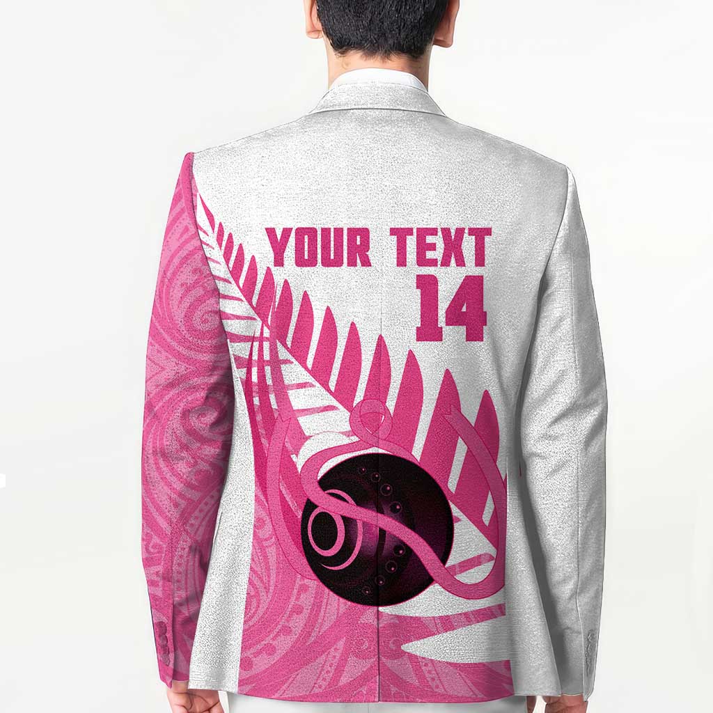 New Zealand Lawn Bowls Breast Cancer Custom Blazer Aotearoa Maori Silver Fern Pink Ribbon LT14 - Polynesian Pride