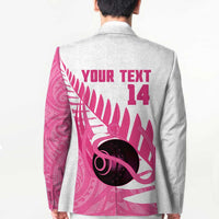 New Zealand Lawn Bowls Breast Cancer Custom Blazer Aotearoa Maori Silver Fern Pink Ribbon LT14 - Polynesian Pride