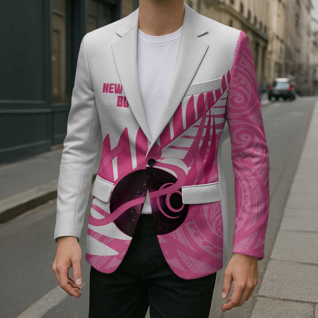 New Zealand Lawn Bowls Breast Cancer Custom Blazer Aotearoa Maori Silver Fern Pink Ribbon LT14 - Polynesian Pride