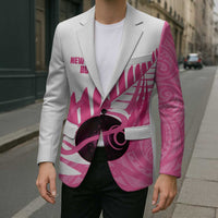 New Zealand Lawn Bowls Breast Cancer Custom Blazer Aotearoa Maori Silver Fern Pink Ribbon LT14 - Polynesian Pride