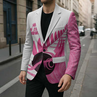 New Zealand Lawn Bowls Breast Cancer Custom Blazer Aotearoa Maori Silver Fern Pink Ribbon LT14 - Polynesian Pride