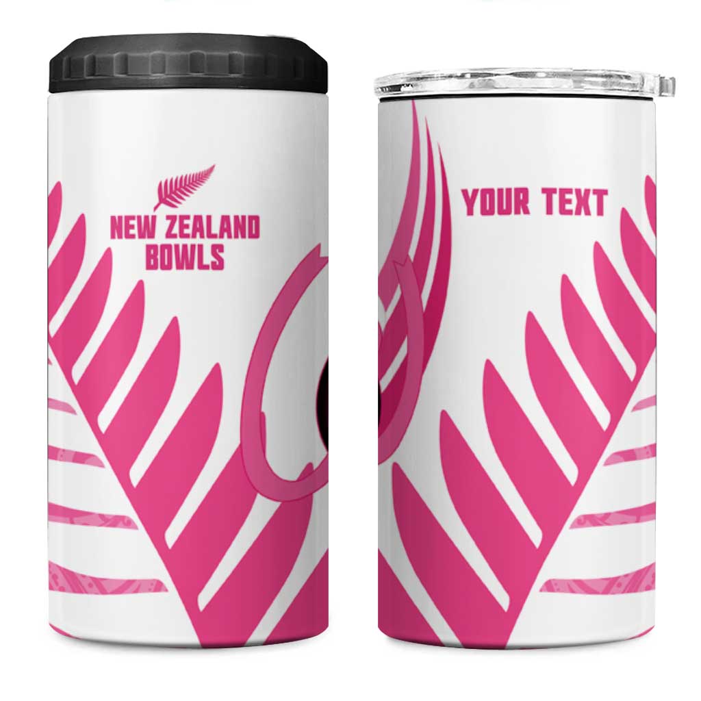 New Zealand Lawn Bowls Breast Cancer Custom 4 in 1 Can Cooler Tumbler Aotearoa Maori Silver Fern Pink Ribbon LT14 One Size: 16 oz Pink - Polynesian Pride