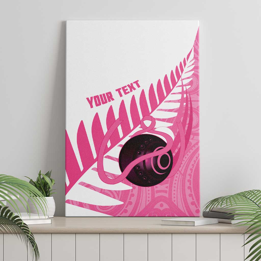 New Zealand Lawn Bowls Breast Cancer Custom Canvas Wall Art Aotearoa Maori Silver Fern Pink Ribbon LT14 - Polynesian Pride
