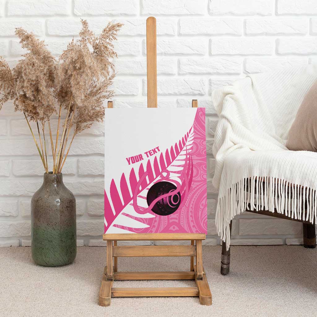 New Zealand Lawn Bowls Breast Cancer Custom Canvas Wall Art Aotearoa Maori Silver Fern Pink Ribbon LT14 - Polynesian Pride
