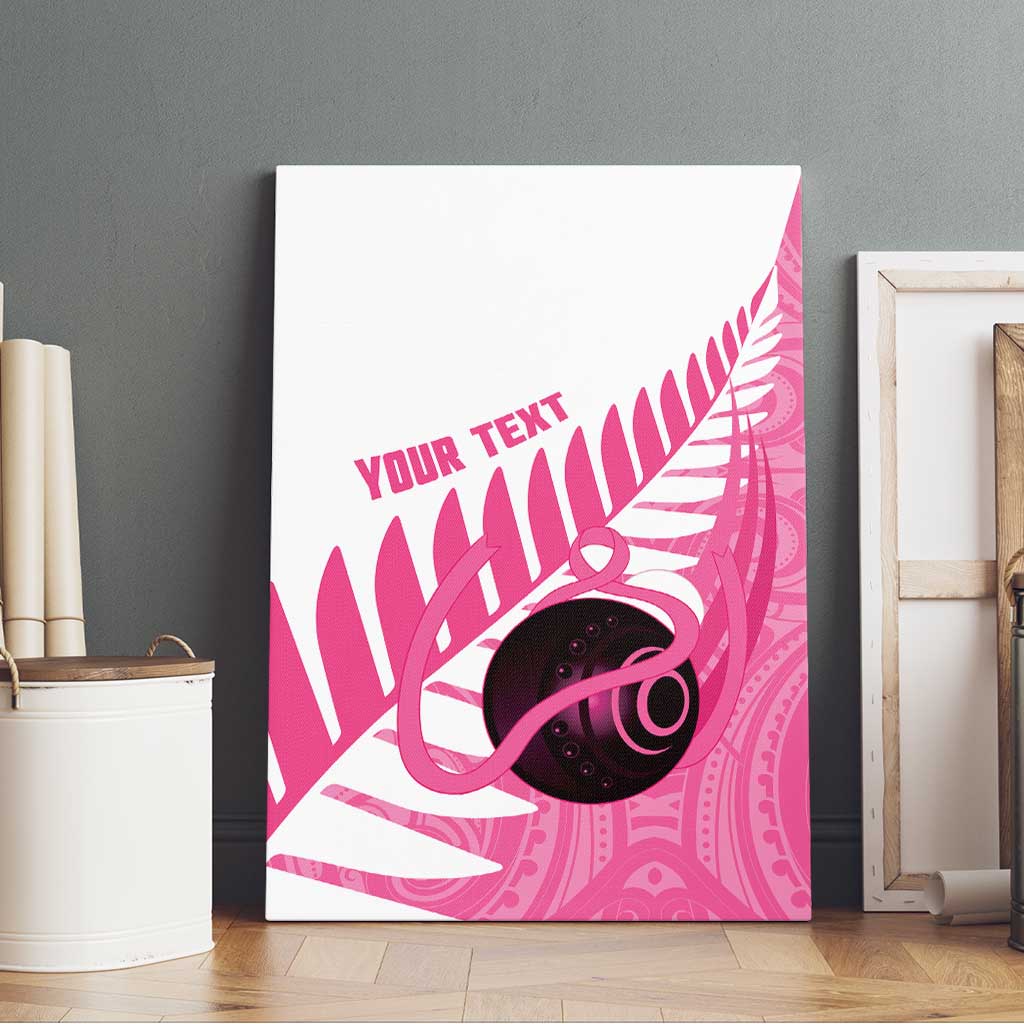 New Zealand Lawn Bowls Breast Cancer Custom Canvas Wall Art Aotearoa Maori Silver Fern Pink Ribbon LT14 - Polynesian Pride