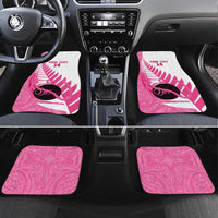 New Zealand Lawn Bowls Breast Cancer Custom Car Mats Aotearoa Maori Silver Fern Pink Ribbon LT14 Set 4pcs Pink - Polynesian Pride