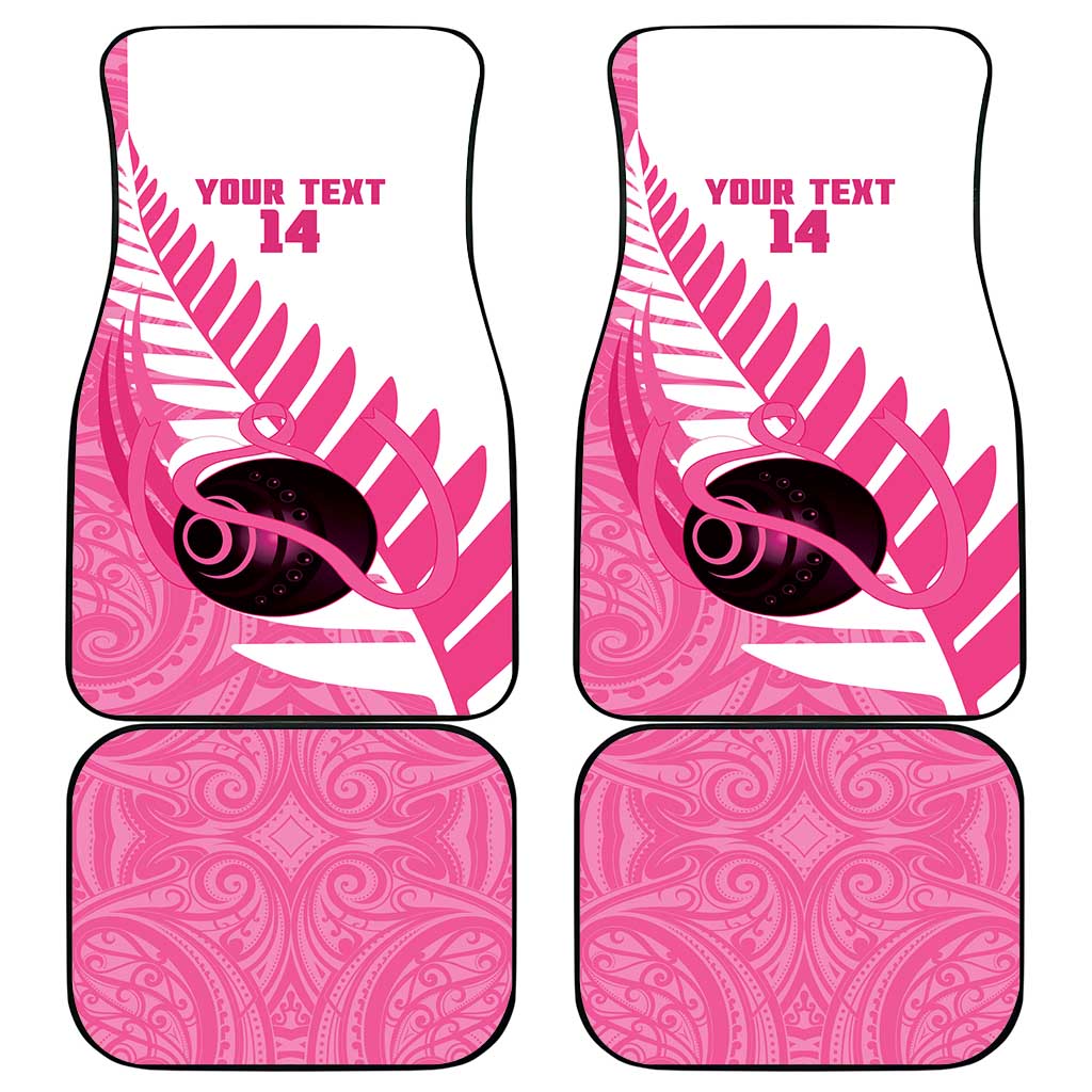 New Zealand Lawn Bowls Breast Cancer Custom Car Mats Aotearoa Maori Silver Fern Pink Ribbon LT14 - Polynesian Pride