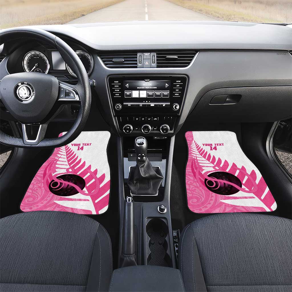 New Zealand Lawn Bowls Breast Cancer Custom Car Mats Aotearoa Maori Silver Fern Pink Ribbon LT14 Set 2pcs - Front Pink - Polynesian Pride