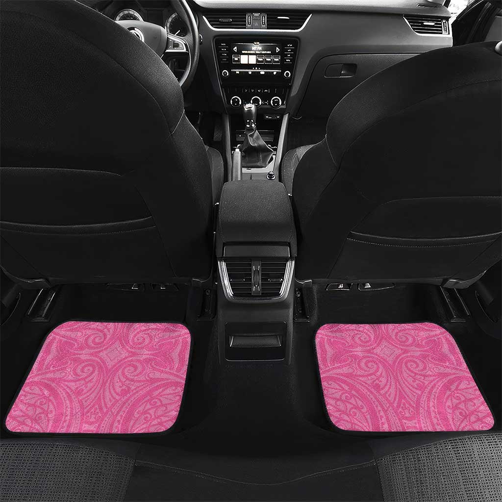 New Zealand Lawn Bowls Breast Cancer Custom Car Mats Aotearoa Maori Silver Fern Pink Ribbon LT14 Set 2pcs - Back Pink - Polynesian Pride