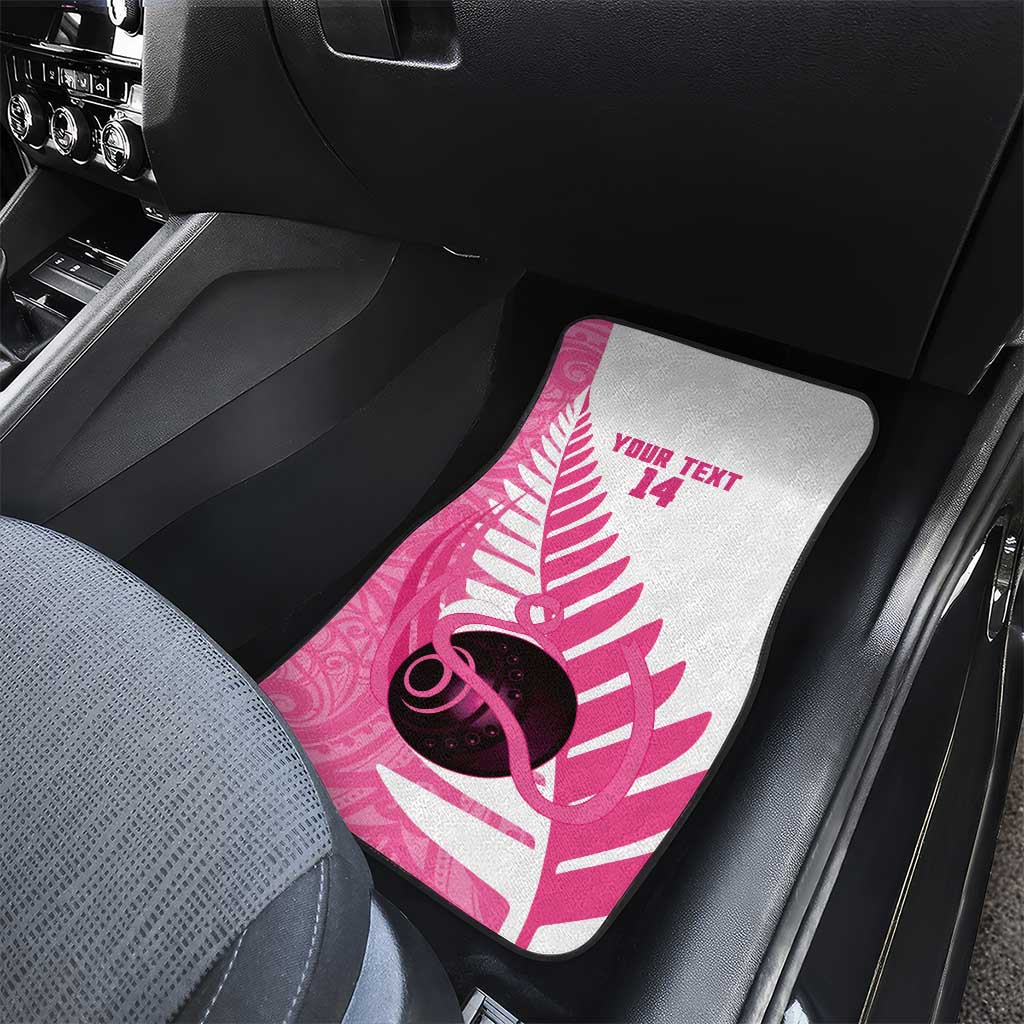 New Zealand Lawn Bowls Breast Cancer Custom Car Mats Aotearoa Maori Silver Fern Pink Ribbon LT14 - Polynesian Pride