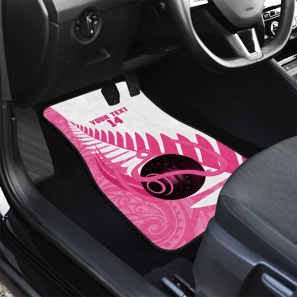 New Zealand Lawn Bowls Breast Cancer Custom Car Mats Aotearoa Maori Silver Fern Pink Ribbon LT14 - Polynesian Pride