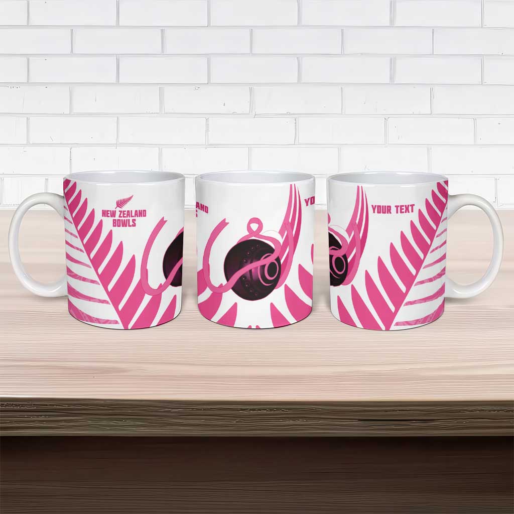 New Zealand Lawn Bowls Breast Cancer Custom Ceramic Mug Aotearoa Maori Silver Fern Pink Ribbon LT14 - Polynesian Pride