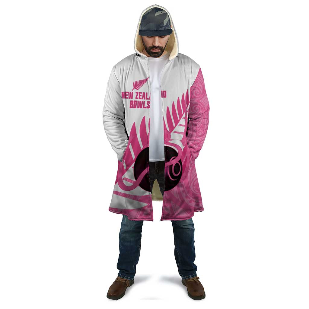 New Zealand Lawn Bowls Breast Cancer Custom Cloak Aotearoa Maori Silver Fern Pink Ribbon LT14 - Polynesian Pride