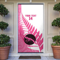 New Zealand Lawn Bowls Breast Cancer Custom Door Cover Aotearoa Maori Silver Fern Pink Ribbon LT14 Pink - Polynesian Pride