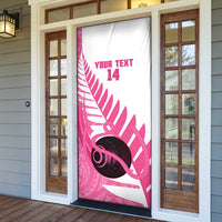 New Zealand Lawn Bowls Breast Cancer Custom Door Cover Aotearoa Maori Silver Fern Pink Ribbon LT14 - Polynesian Pride