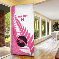 New Zealand Lawn Bowls Breast Cancer Custom Door Cover Aotearoa Maori Silver Fern Pink Ribbon LT14 - Polynesian Pride