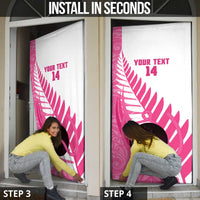 New Zealand Lawn Bowls Breast Cancer Custom Door Cover Aotearoa Maori Silver Fern Pink Ribbon LT14 - Polynesian Pride
