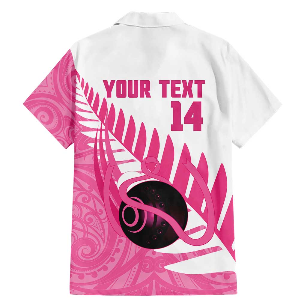 New Zealand Lawn Bowls Breast Cancer Custom Family Matching Off Shoulder Maxi Dress and Hawaiian Shirt Aotearoa Maori Silver Fern Pink Ribbon LT14 - Polynesian Pride