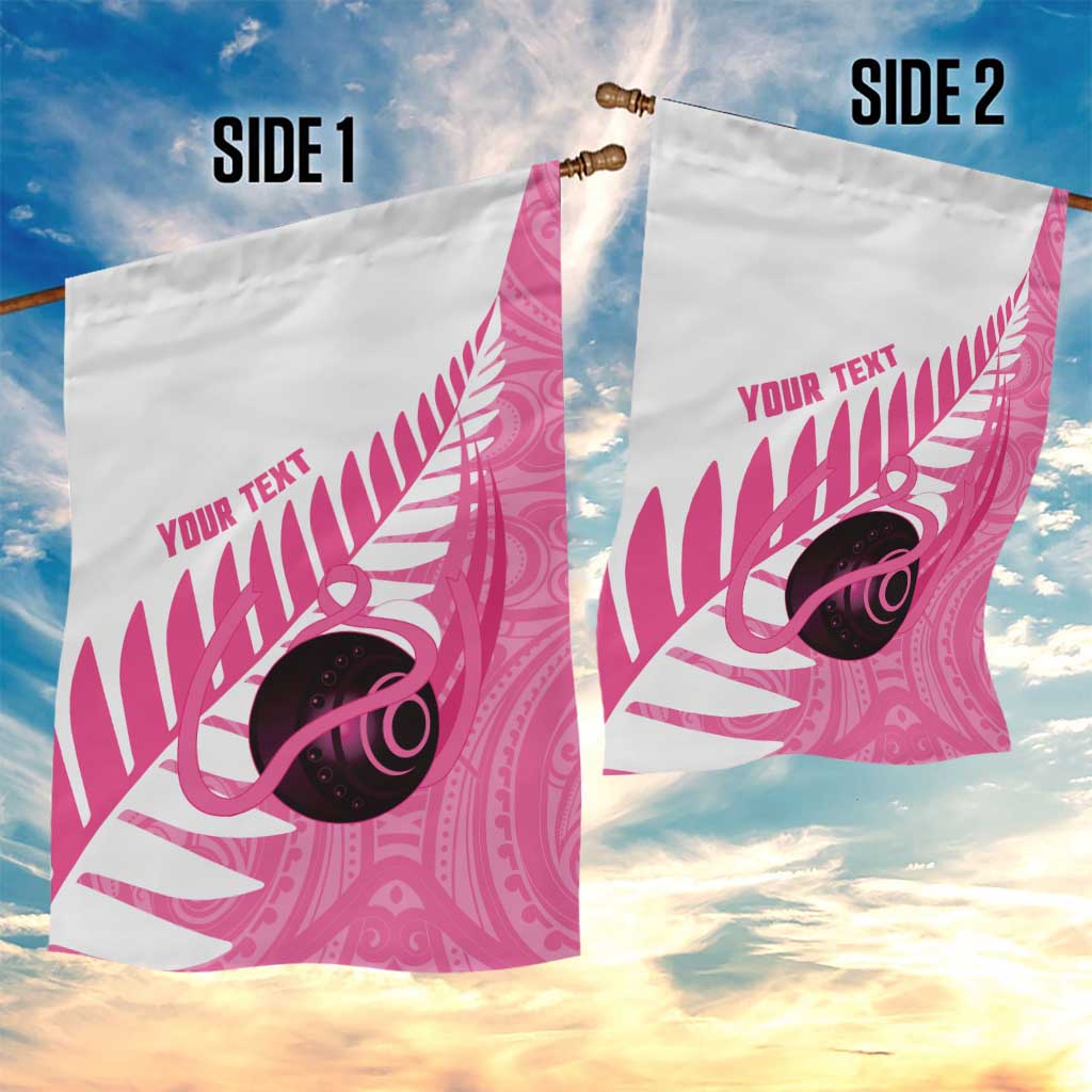 New Zealand Lawn Bowls Breast Cancer Custom Garden Flag Aotearoa Maori Silver Fern Pink Ribbon LT14 - Polynesian Pride